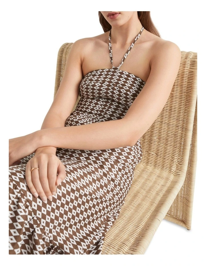 Linen Geo Halter Midi Dress image 2