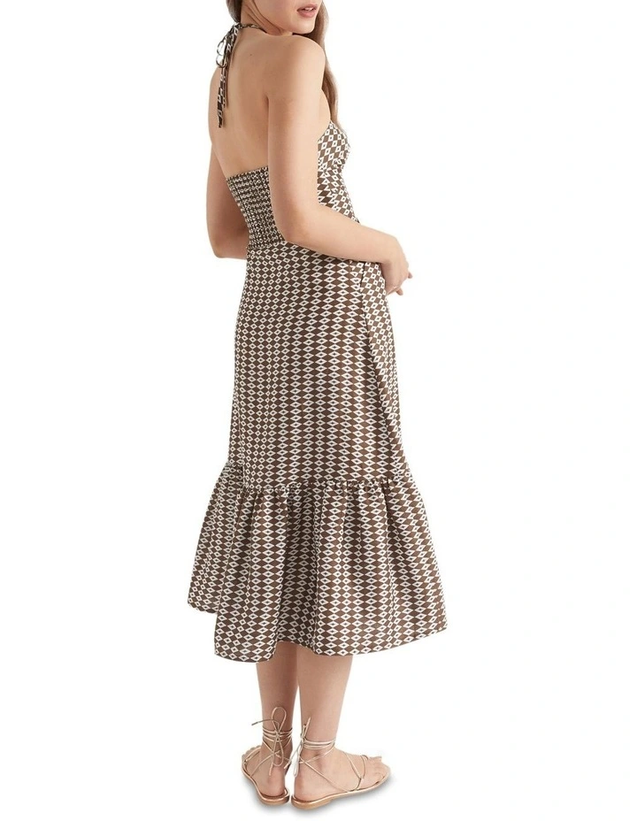 Linen Geo Halter Midi Dress image 4