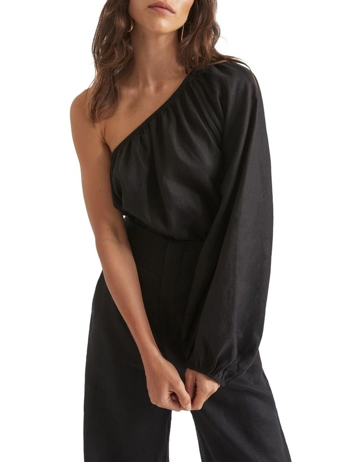 Linen One Shoulder Top image 1