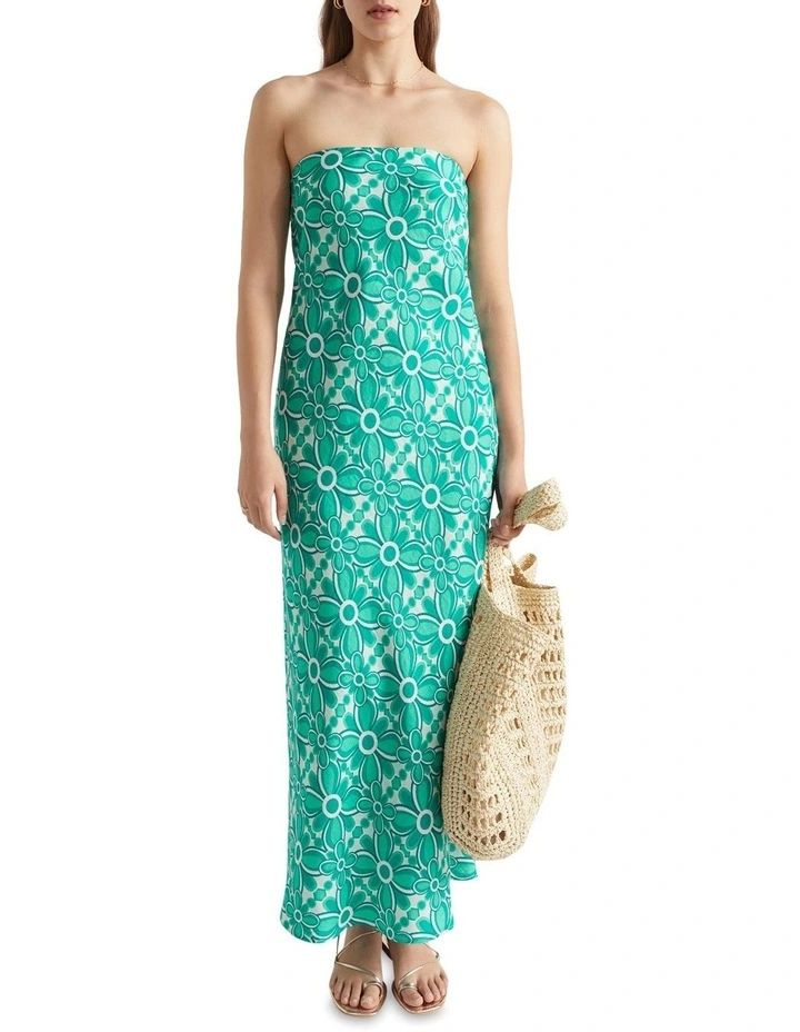 Linen Strapless Maxi Dress image 1