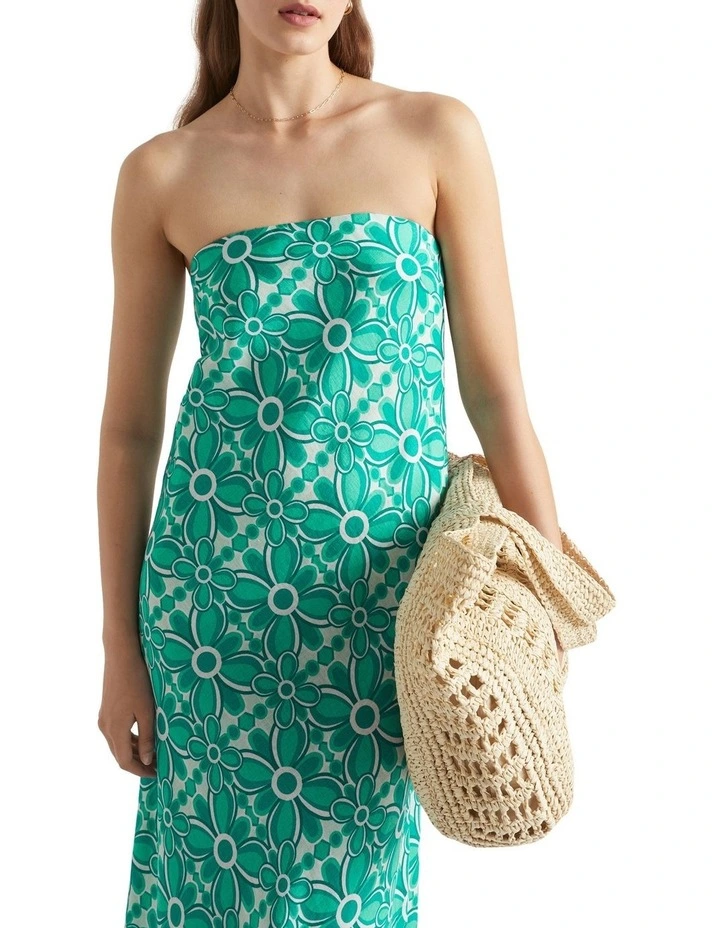 Linen Strapless Maxi Dress image 3