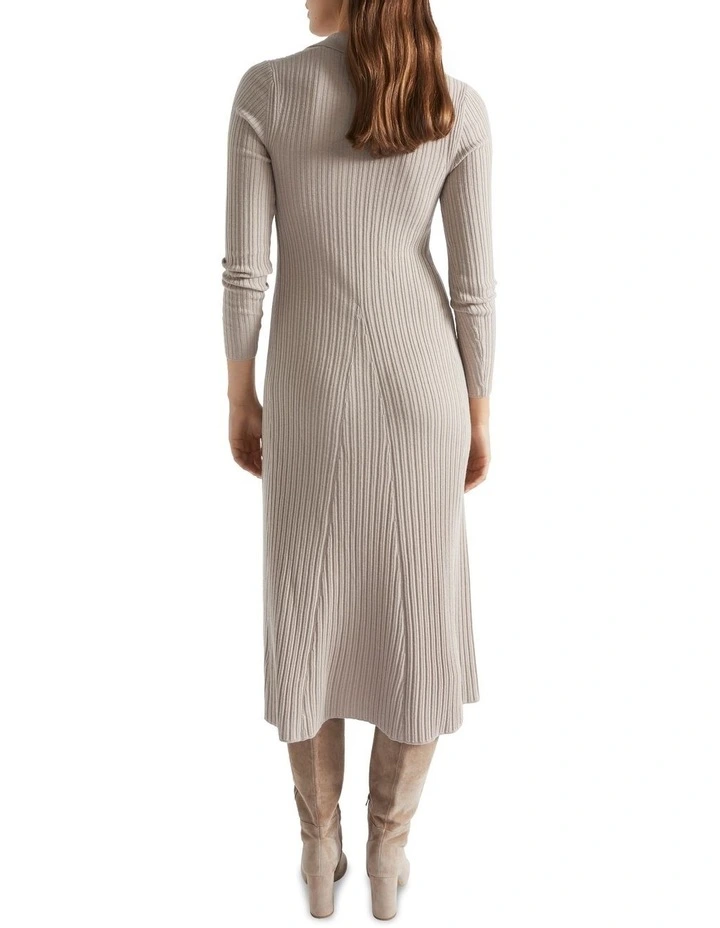 Relaxed Polo Knit Dress in Grey image 4