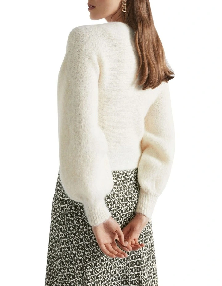 Wool Blend Wrap Sweater in Cream image 4