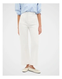 Core Wide Leg Pocket Jean in Cream