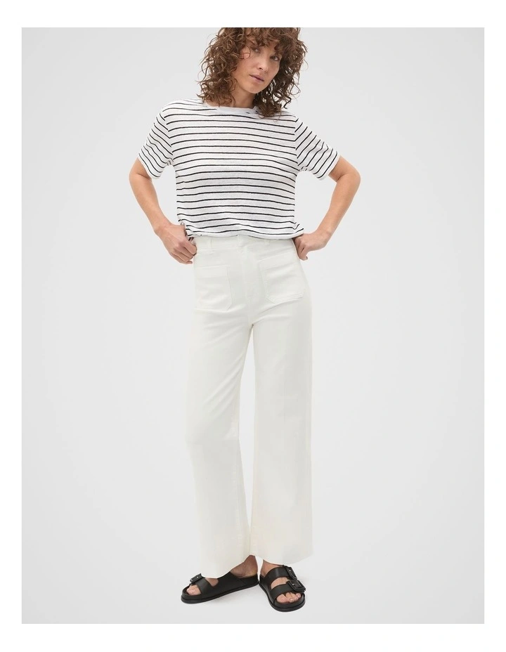 Core Wide Leg Pocket Jean in Cream image 3
