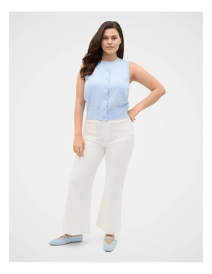 Core Wide Leg Pocket Jean in Cream image 3