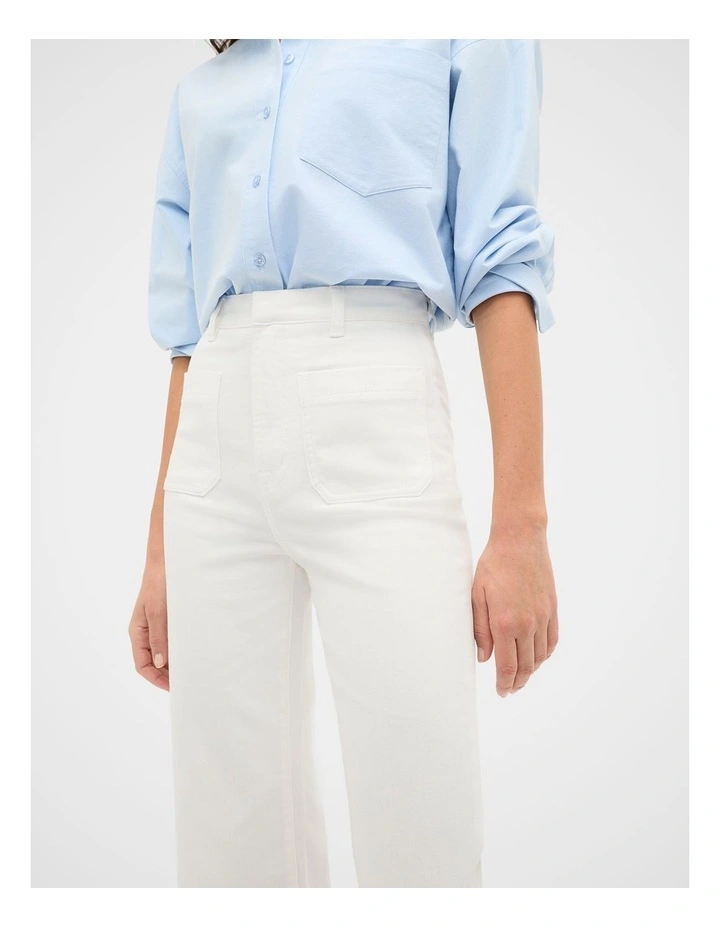 Core Wide Leg Pocket Jean in Cream image 3