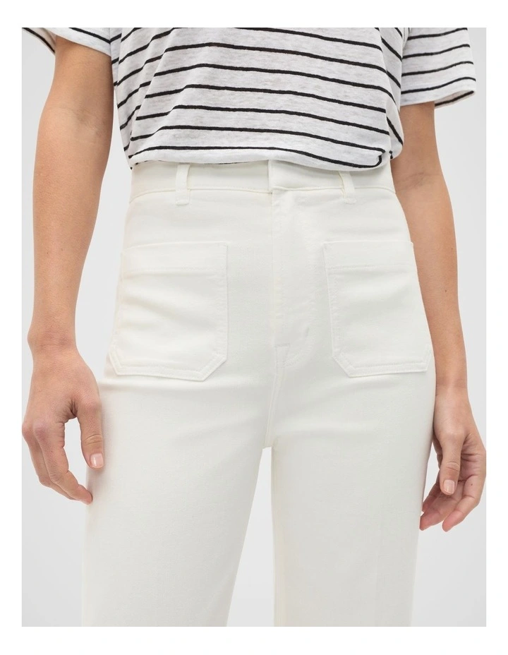 Core Wide Leg Pocket Jean in Cream image 4