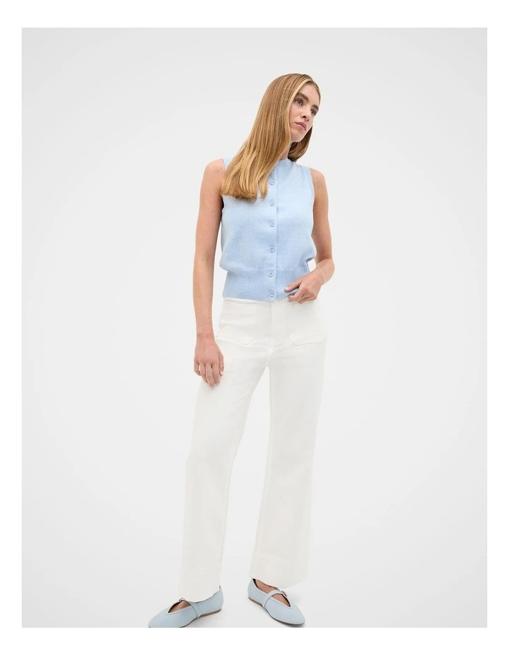 Core Wide Leg Pocket Jean in Cream image 4