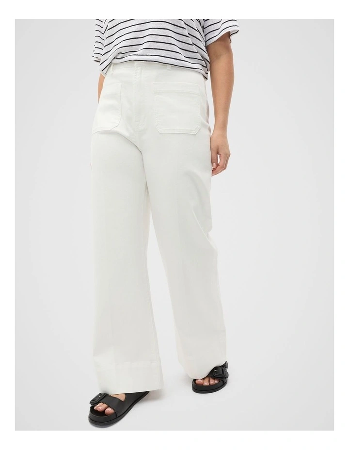Core Wide Leg Pocket Jean in Cream image 5