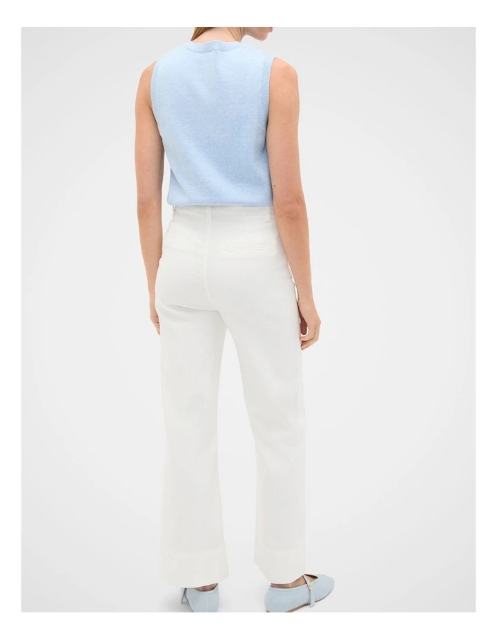 Core Wide Leg Pocket Jean in Cream image 5