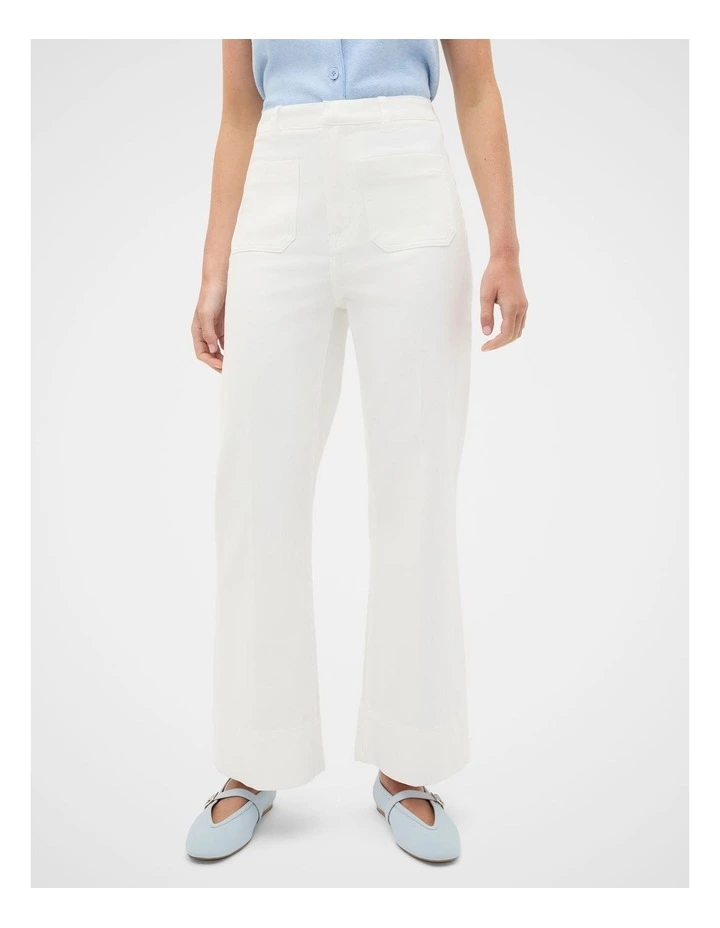 Core Wide Leg Pocket Jean in Cream image 6
