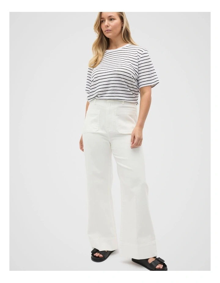 Core Wide Leg Pocket Jean in Cream image 7