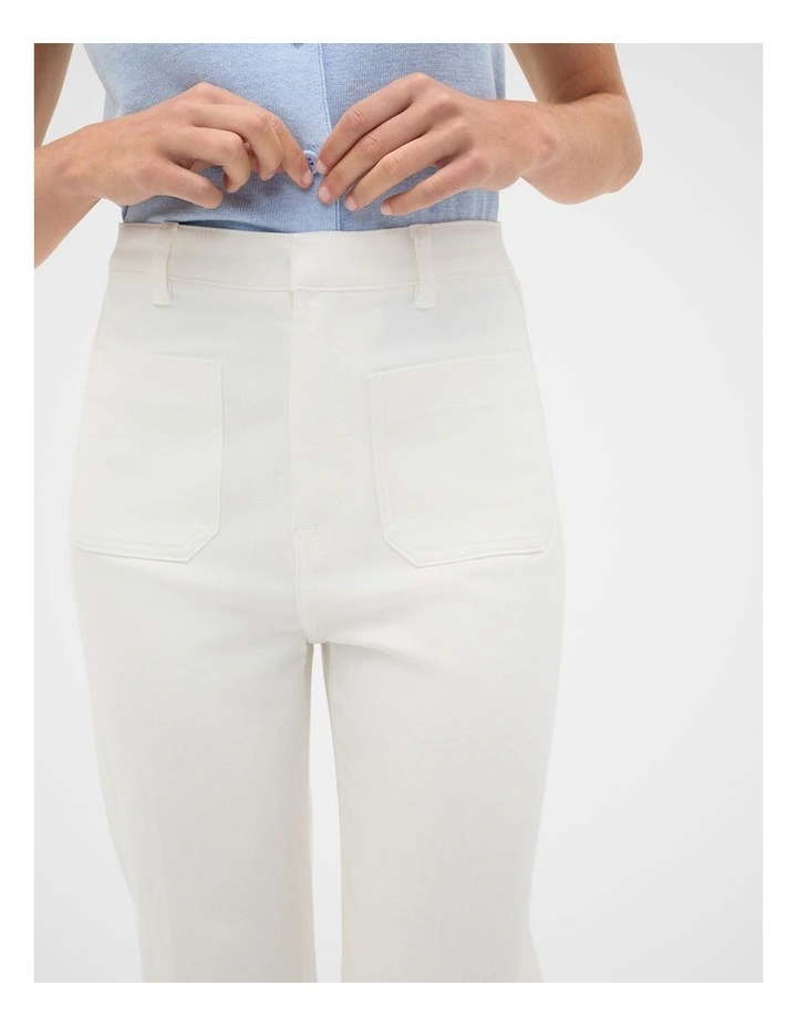Core Wide Leg Pocket Jean in Cream image 7