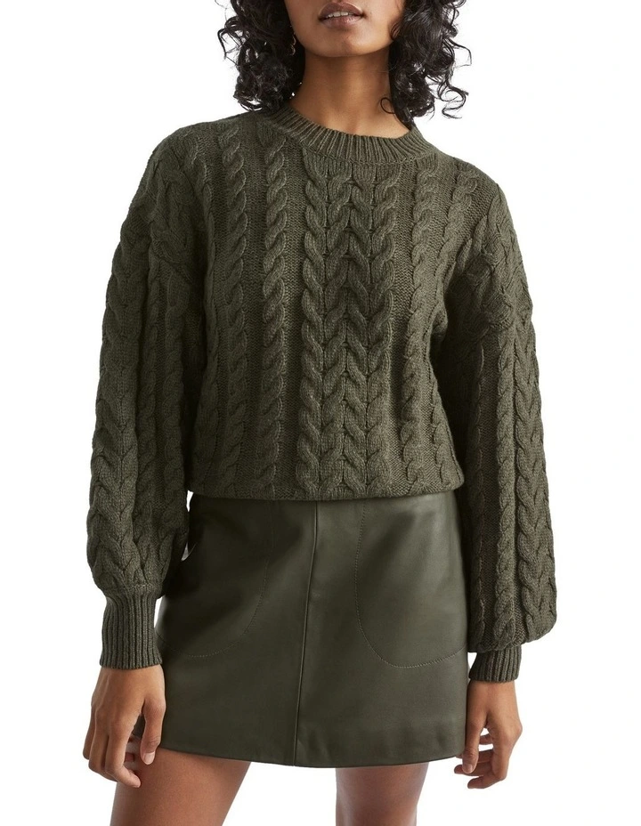 Leather A Line Mini Skirt image 1