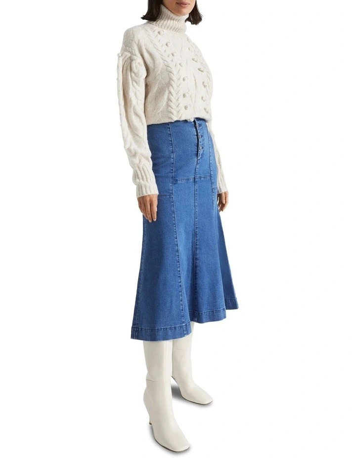 Denim Swing Button Fly Skirt image 2