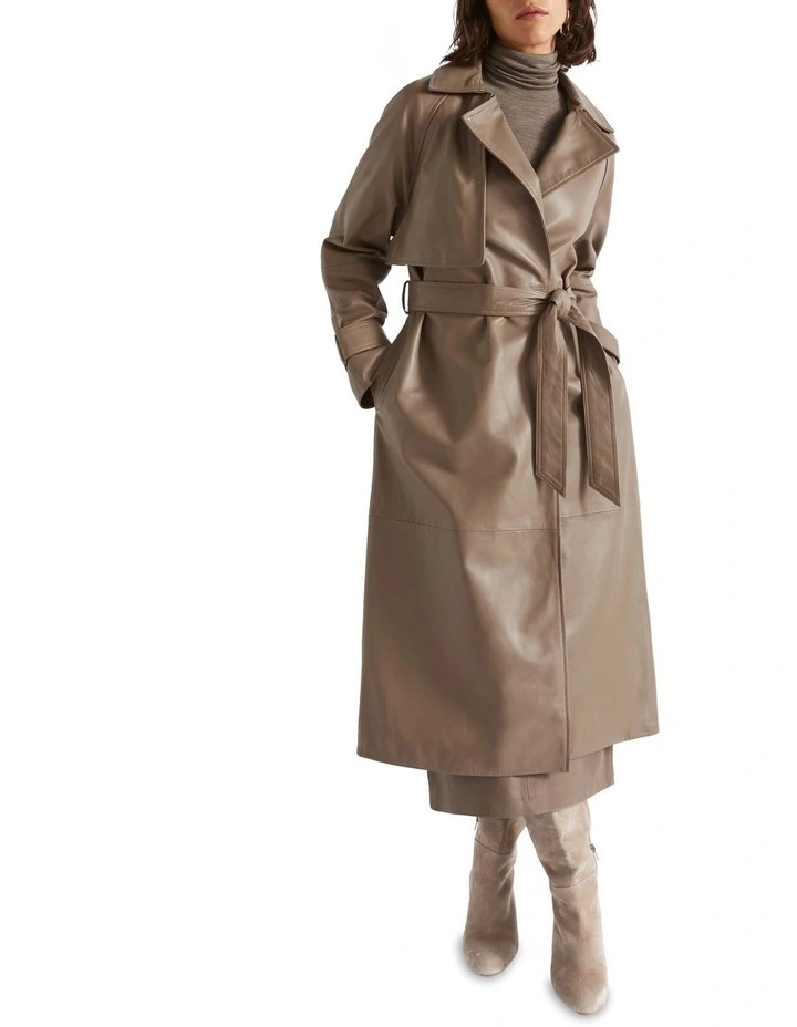 Leather Trench Coat in Brown image 1
