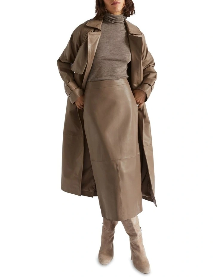 Leather Trench Coat in Brown image 5