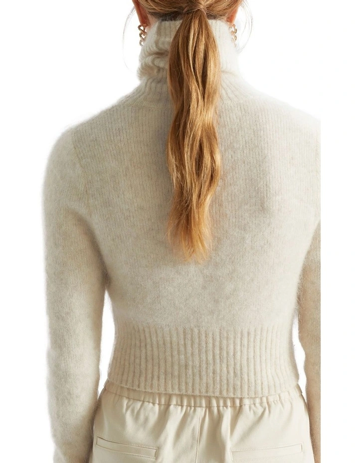 Mohair Roll Neck Knit in Cream image 4