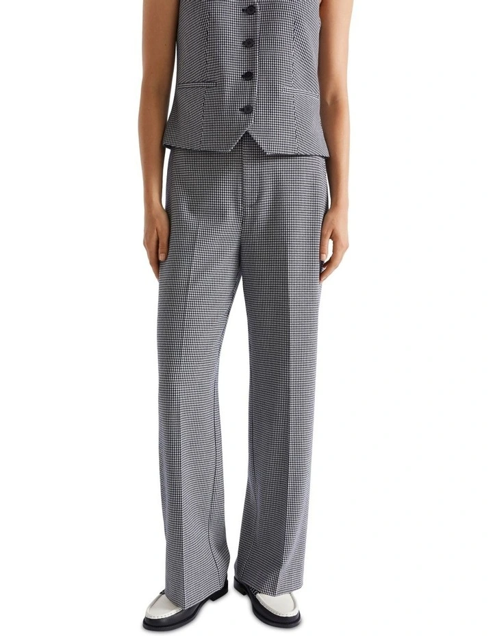Houndstooth High Waisted Pant in Blue Multi image 3