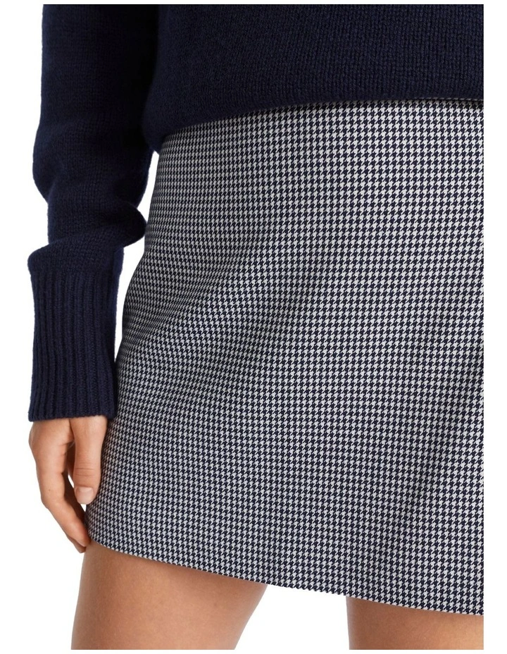 Houndstooth A Line Mini Skirt in Blue Multi image 3