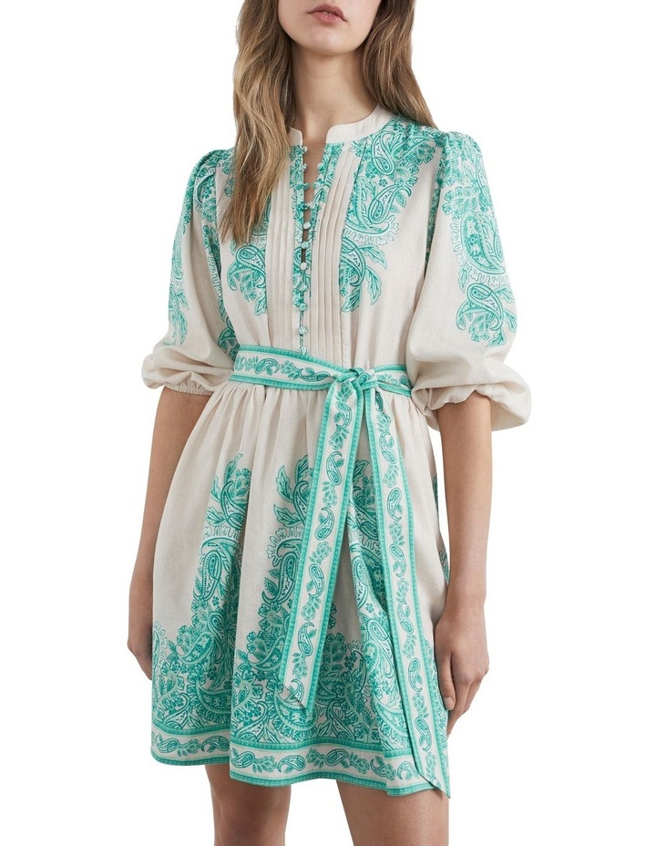 Border Paisley Linen Dress in