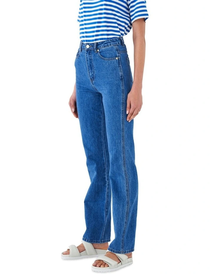 Highwaisted Straight Leg Jean in Indigo Blue image 2