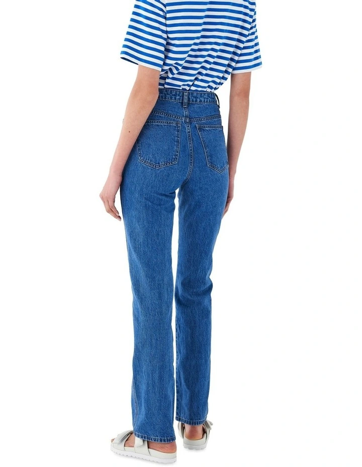 Highwaisted Straight Leg Jean in Indigo Blue image 3