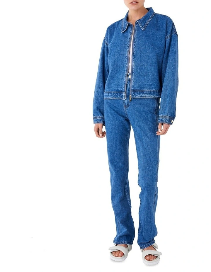 Skin and Threads Cropped Denim Jacket in Indigo Blue MYER