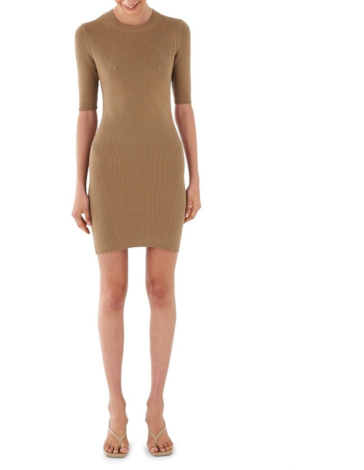 Knitted Mini Dress in Taupe Brown