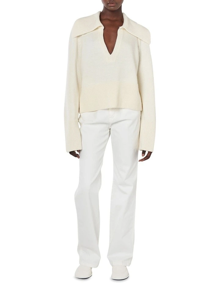 Merino Wool Polo in Cream image 1