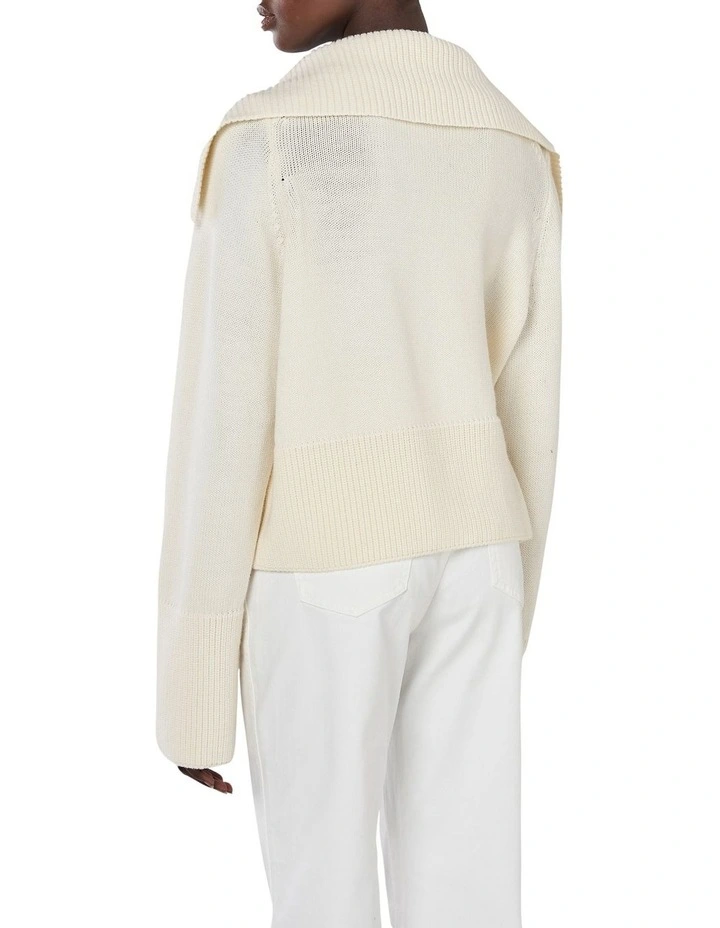 Merino Wool Polo in Cream image 3
