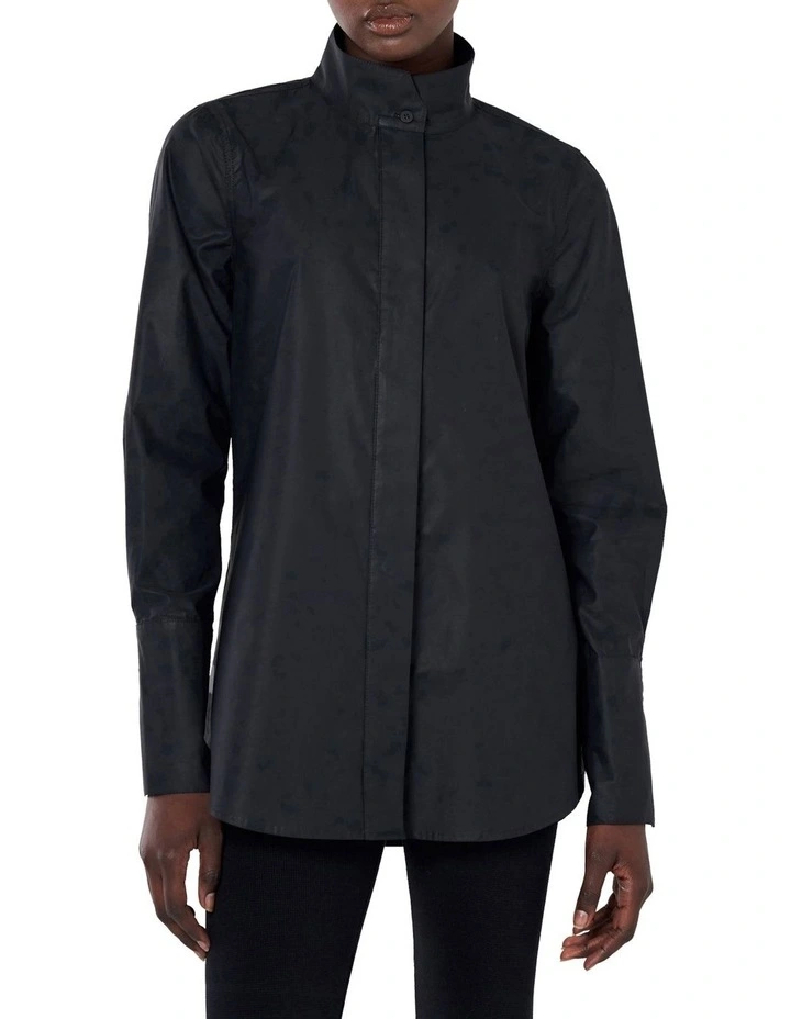 Tailored Cotton Shirt in Black image 1