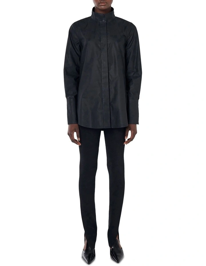 Tailored Cotton Shirt in Black image 2