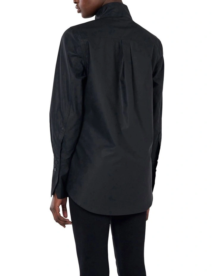 Tailored Cotton Shirt in Black image 3