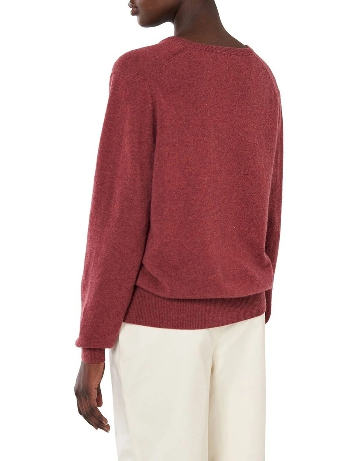 Cashmere V Neck in Red image 3