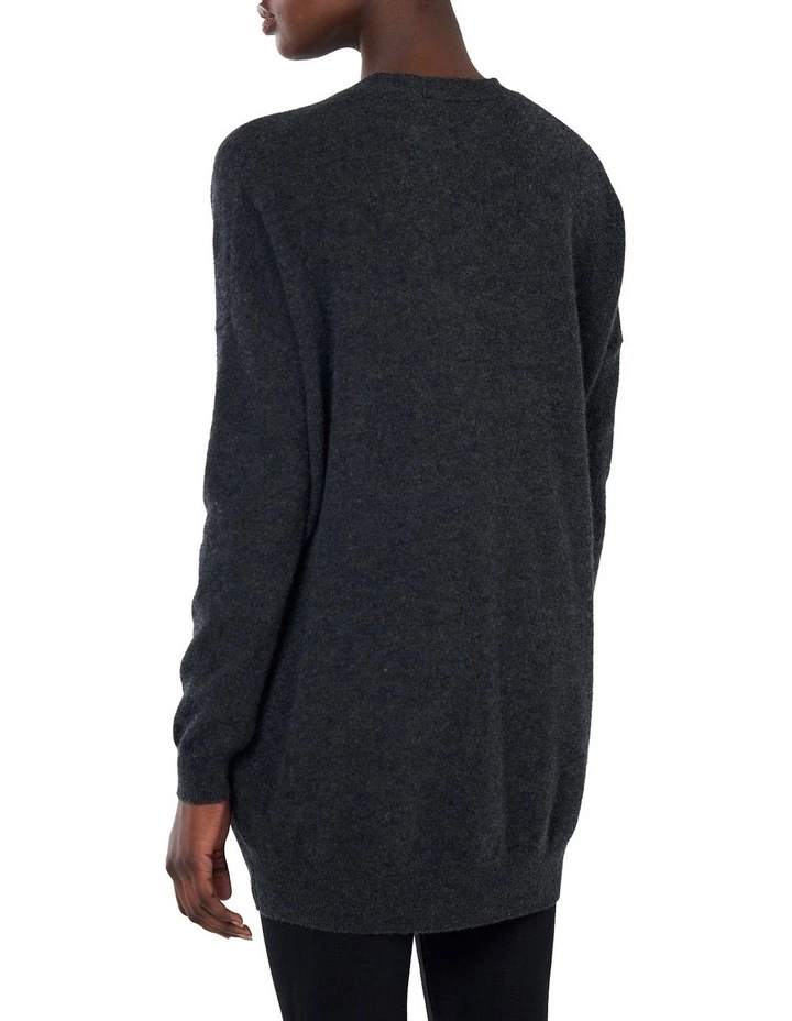 Oversized Cashmere Cardigan in Black image 3