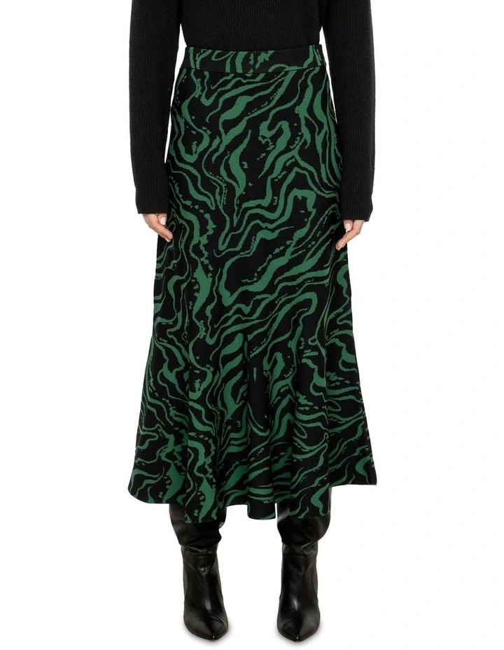 Marble Jacquard Skirt in Green image 3