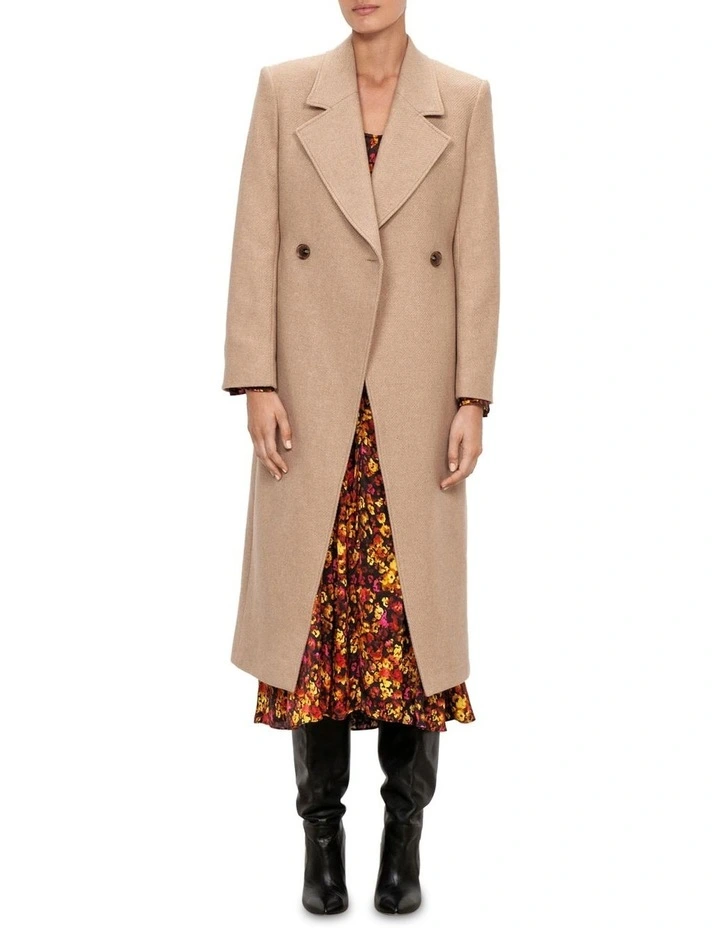 Twill Wool Coat in Beige image 1