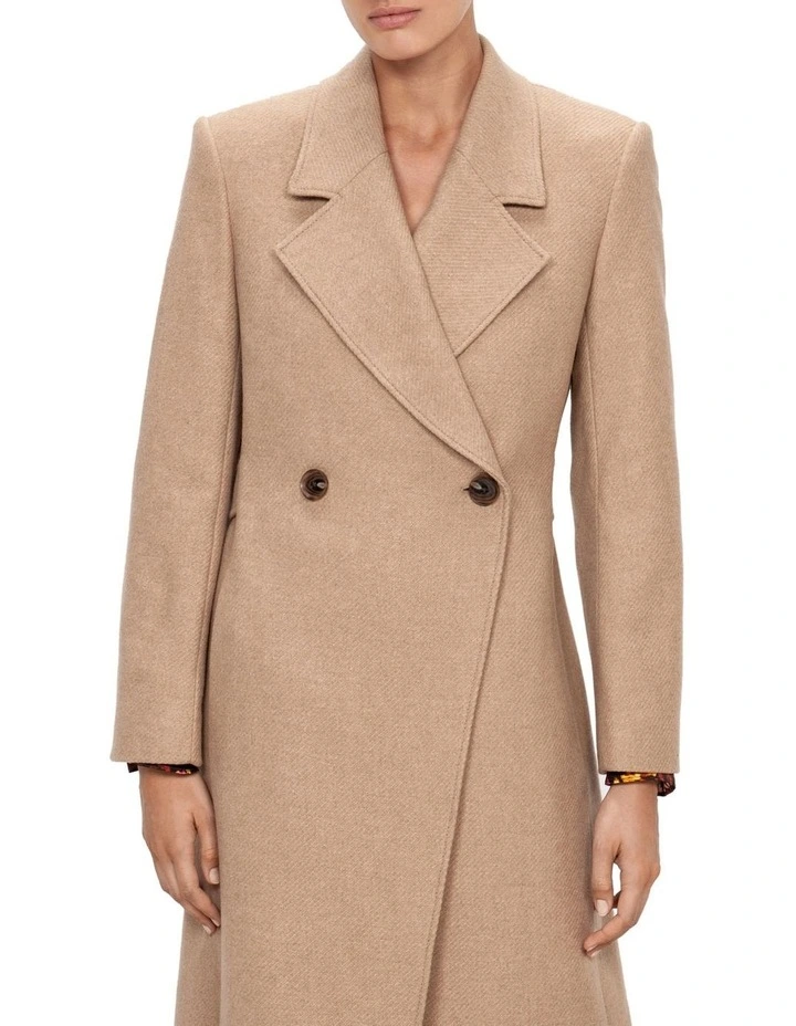 Twill Wool Coat in Beige image 3