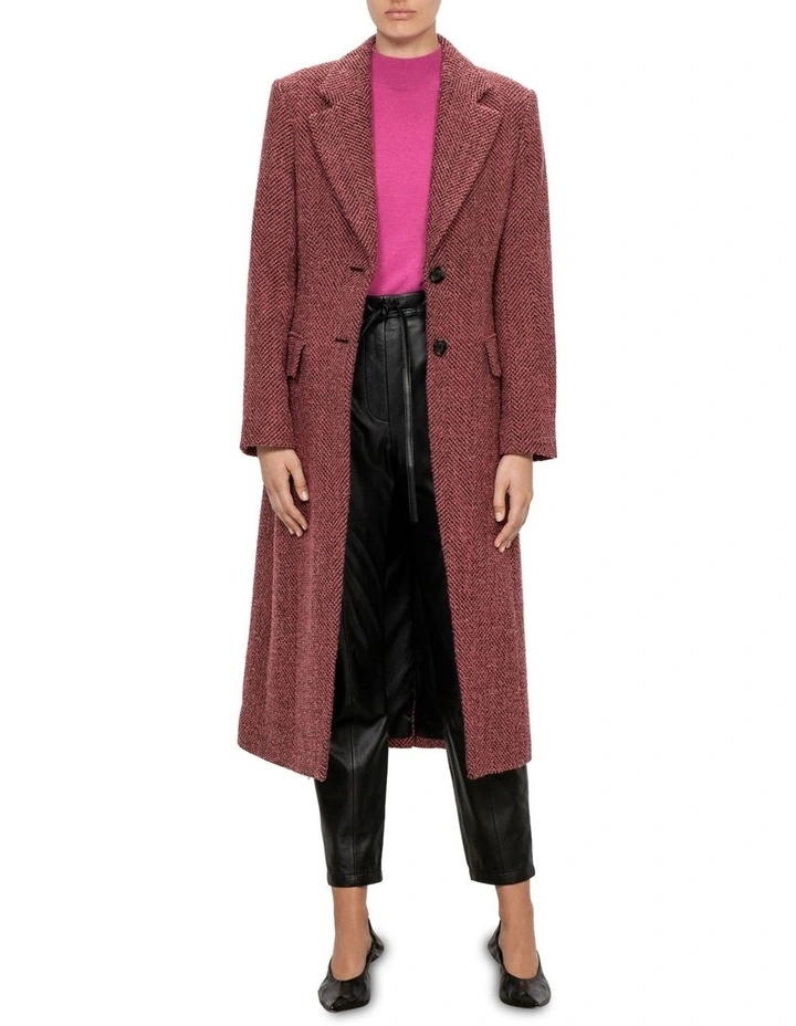 Boucle Herringbone Coat in Pink image 1