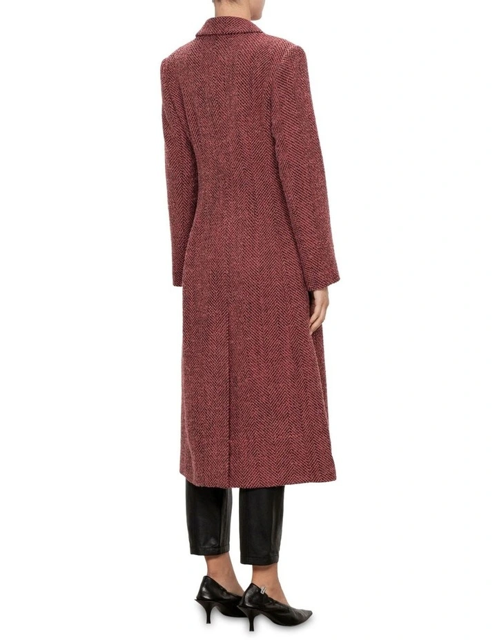 Boucle Herringbone Coat in Pink image 2