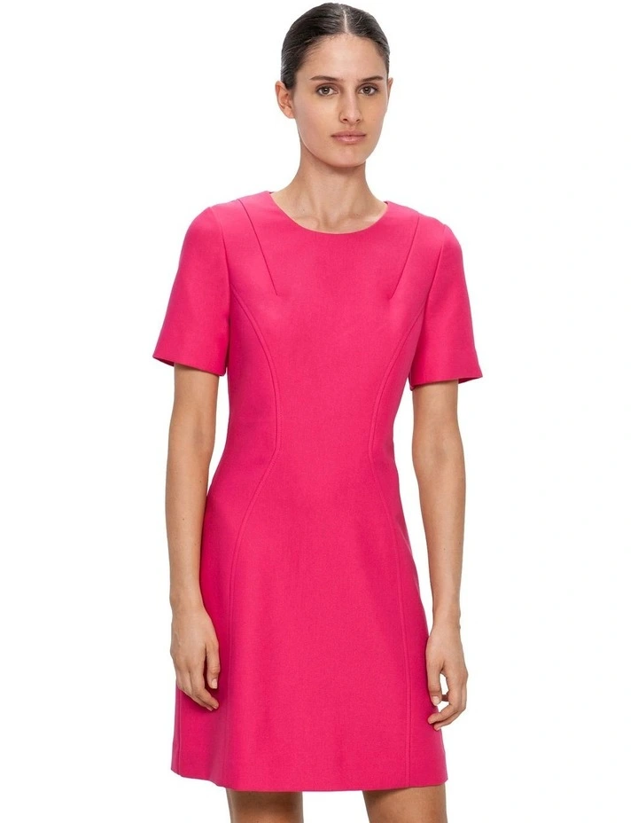 double weave sheath mini dress Veronika Maine Double Weave Contoured Mini Dress in Flaming Pink