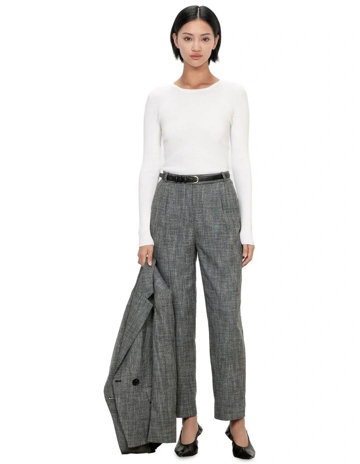 Twill Cigarette Pant in Black Melange