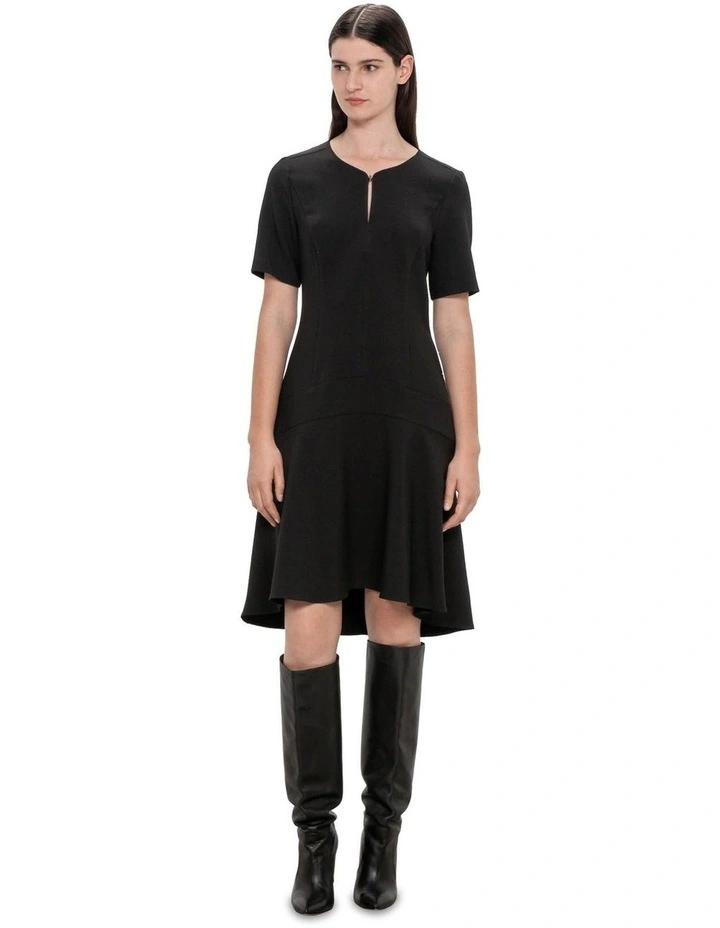 Recycled Double Weave Short Dress in Black image 1