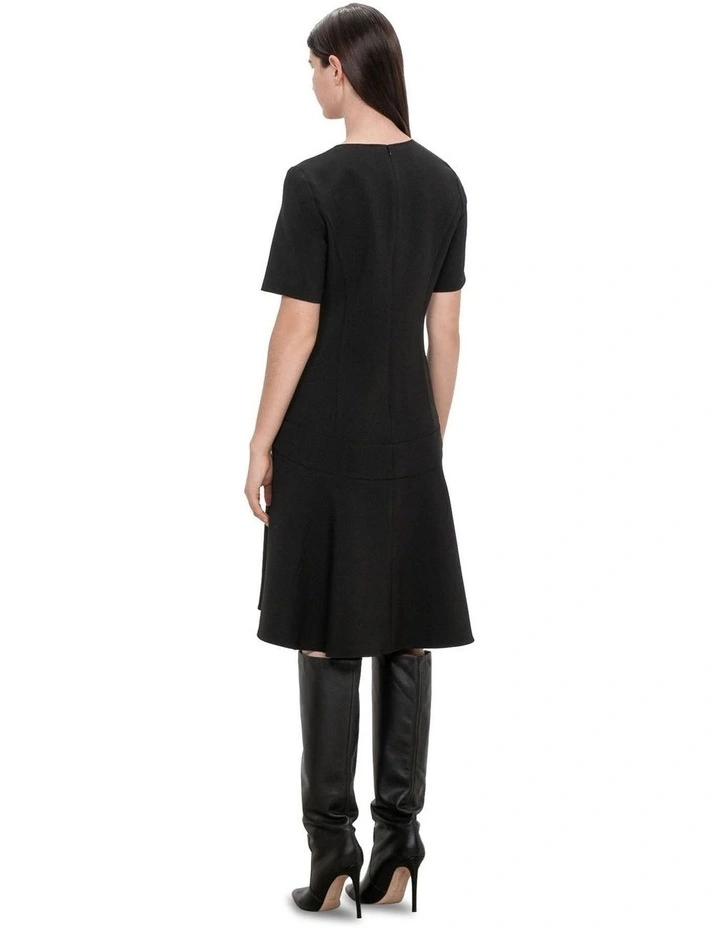 Recycled Double Weave Short Dress in Black image 2