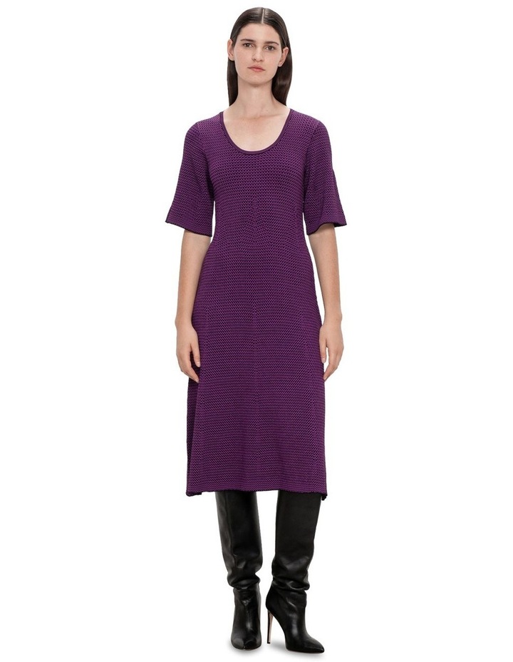 Zig Zag Stripe Knit Dress in Purple image 1