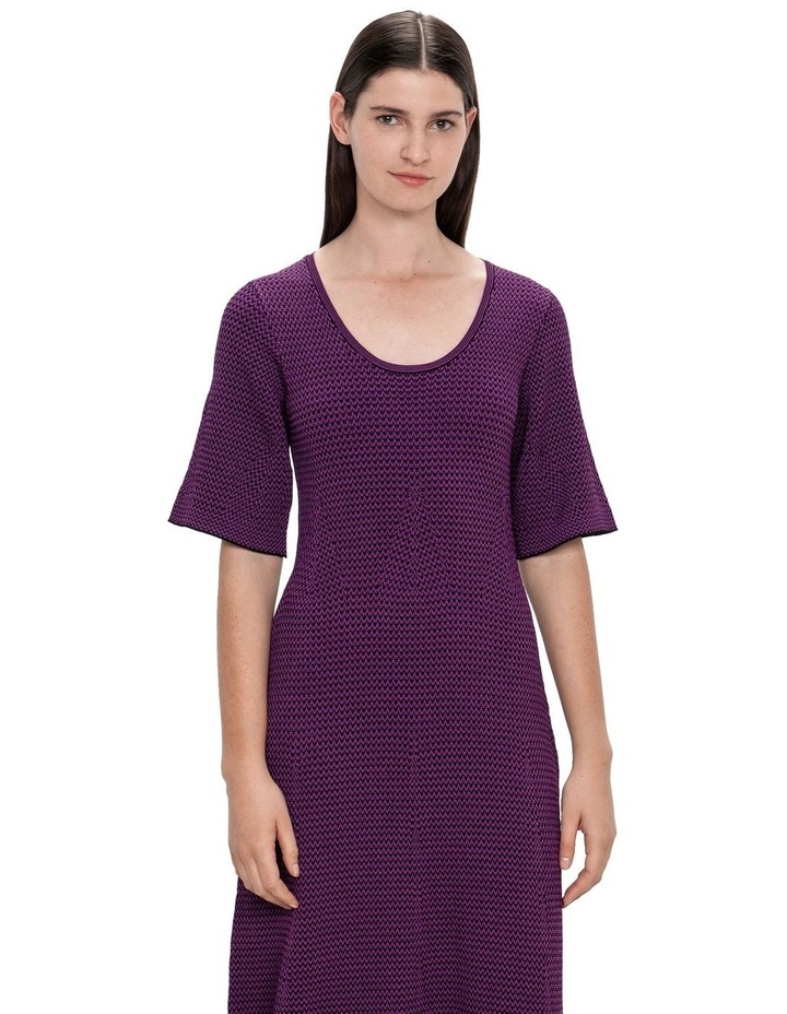 Zig Zag Stripe Knit Dress in Purple image 3