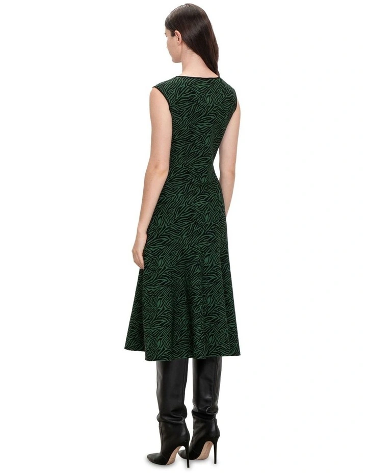Zebra Jacquard Knit Dress in Forest image 2
