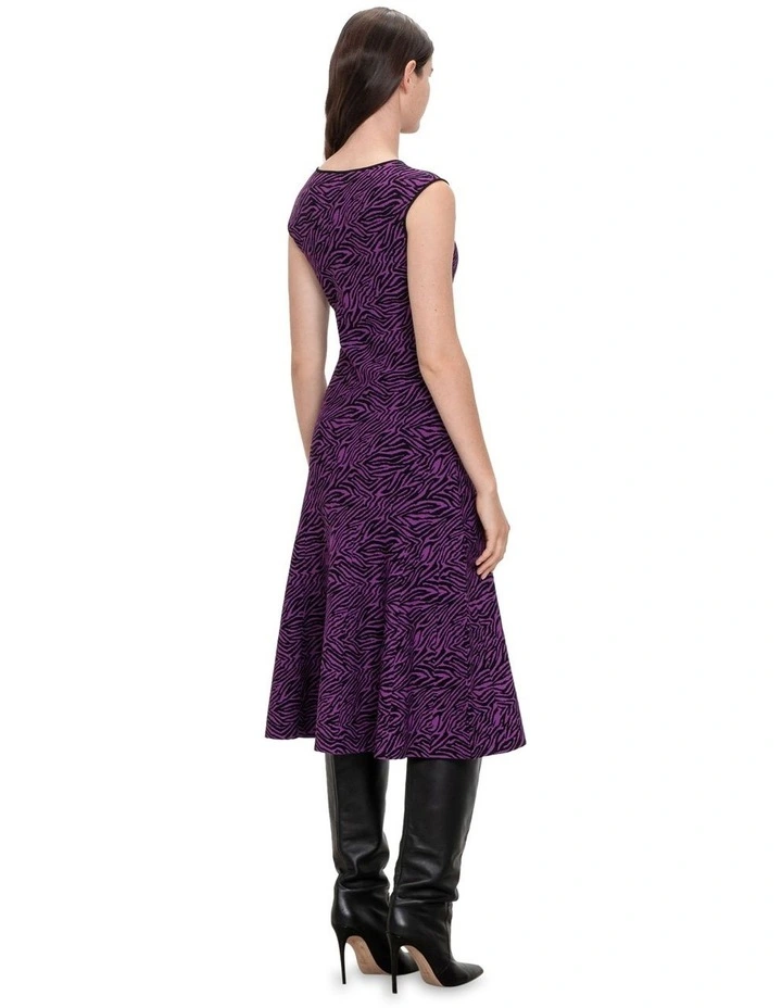 Zebra Jacquard Knit Dress in Magenta image 2